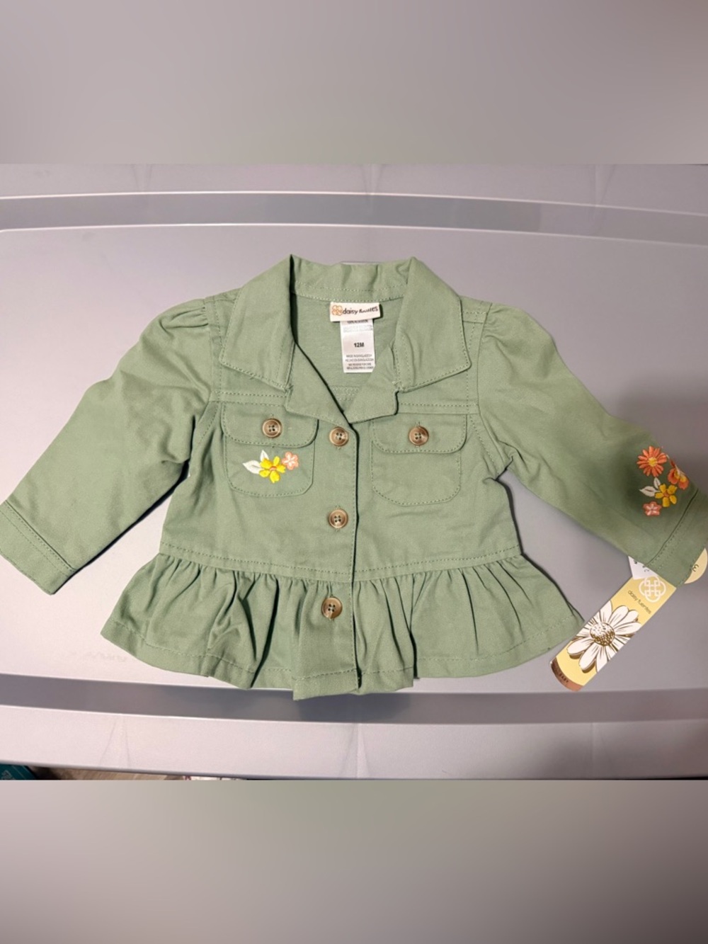 Green Ruffle Hem Baby Jacket - 12M